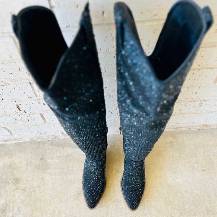 Bring Ya To Your Knees Rhinestone Boots | gussieduponline