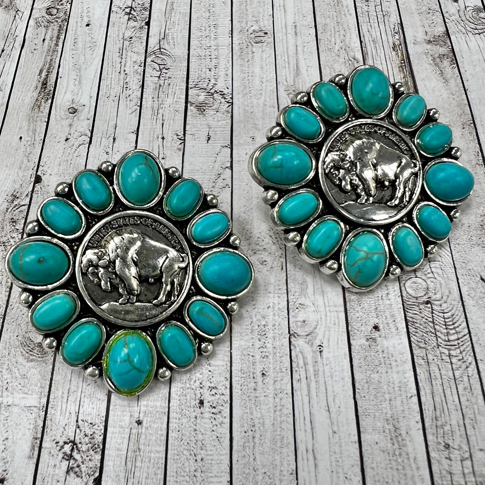 Where The Turquoise Buffalo Roams Earrings | gussieduponline