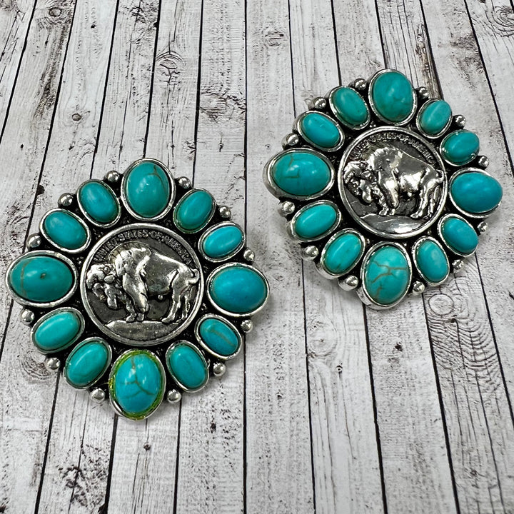 Where The Turquoise Buffalo Roams Earrings | gussieduponline