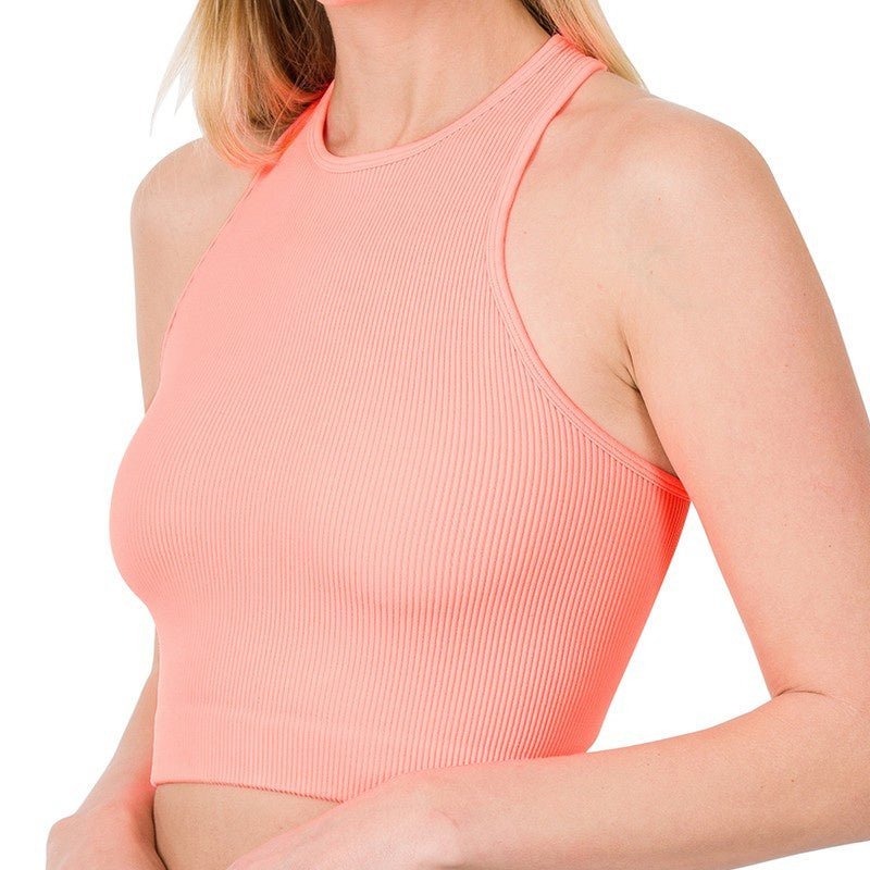 Cropped And Ribbed Racerback Top- 4 Colors | gussieduponline