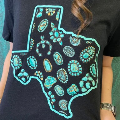 Sterling Kreek Texas In Turquoise Tee | gussieduponline