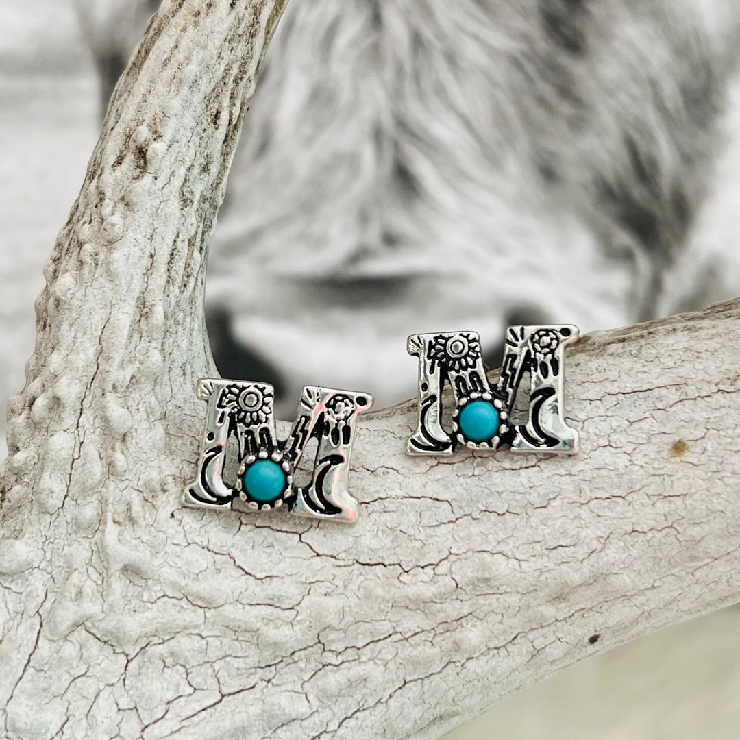 Western Letters Earrings | gussieduponline