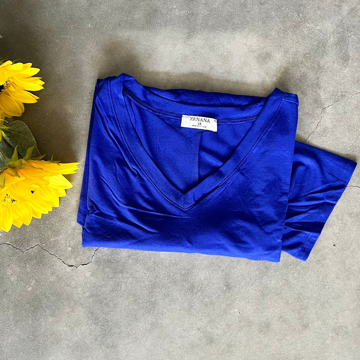 PLUS Basic Short Sleeve V-Neck Tee | gussieduponline