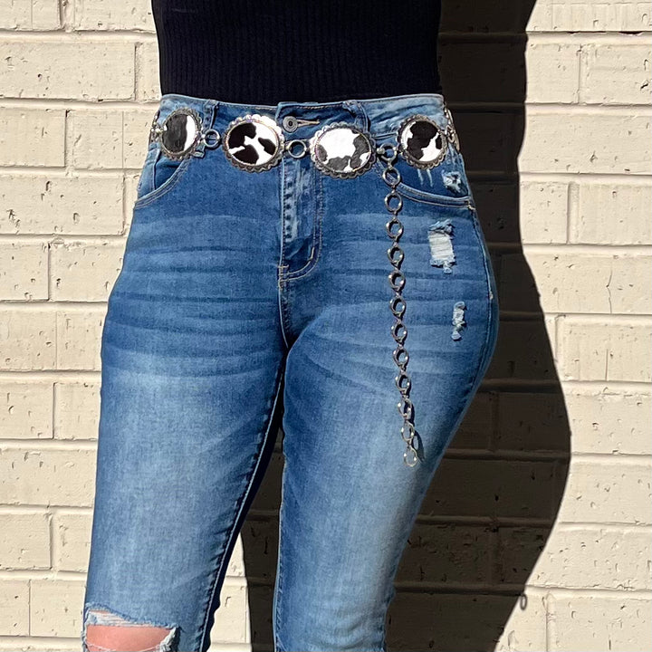 Chain Link Black And White Belt | gussieduponline