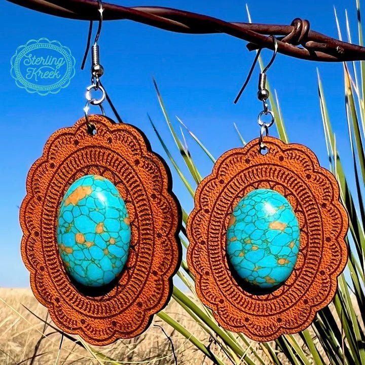 Concho Leather Earrings | gussieduponline