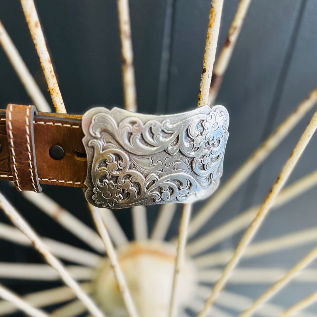 Angel Ranch Filigree Tooled Belt | gussieduponline