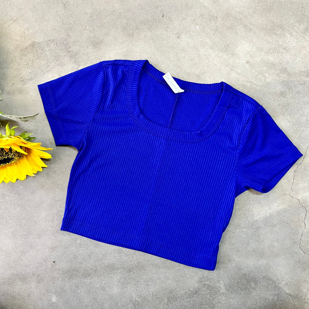 Zenana Ribbed Scoop Neck Crop Top | gussieduponline