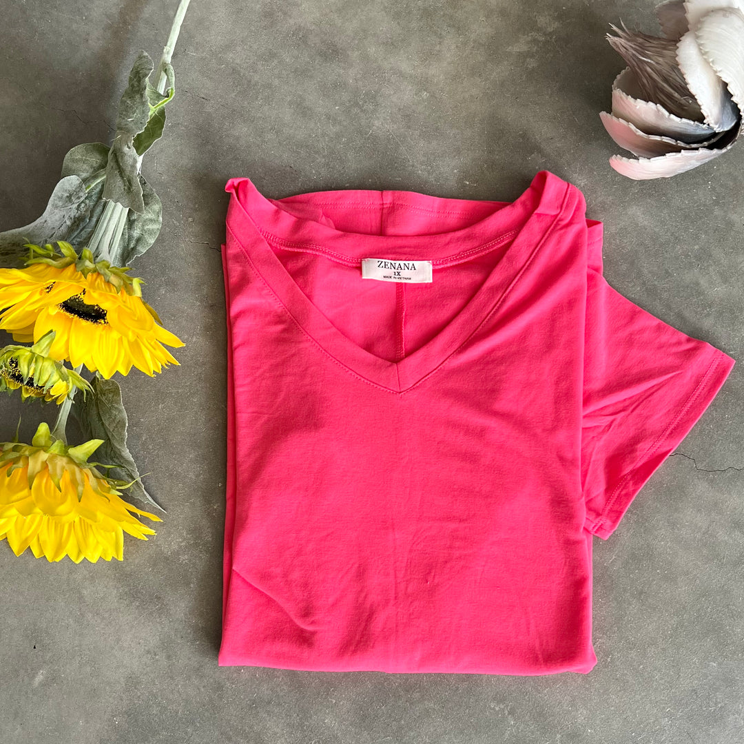PLUS Basic Short Sleeve V-Neck Tee | gussieduponline
