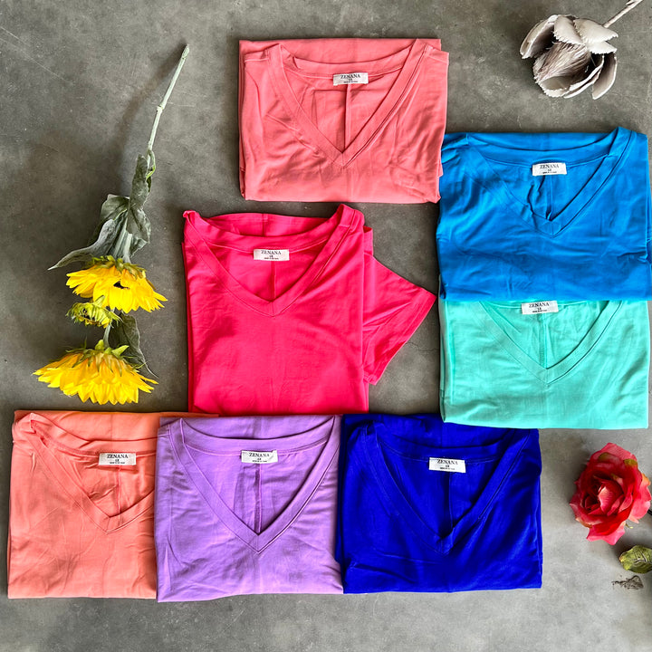 PLUS Basic Short Sleeve V-Neck Tee | gussieduponline