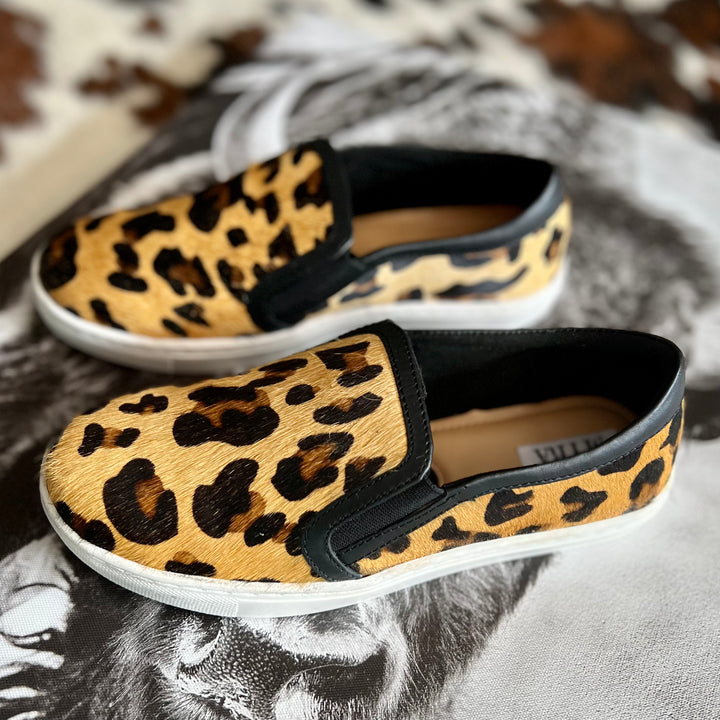 Leather Leopard Hair On Hide Slip On Sneakers | gussieduponline