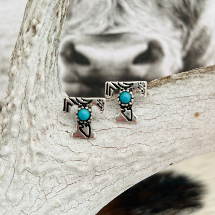 Western Letters Earrings | gussieduponline