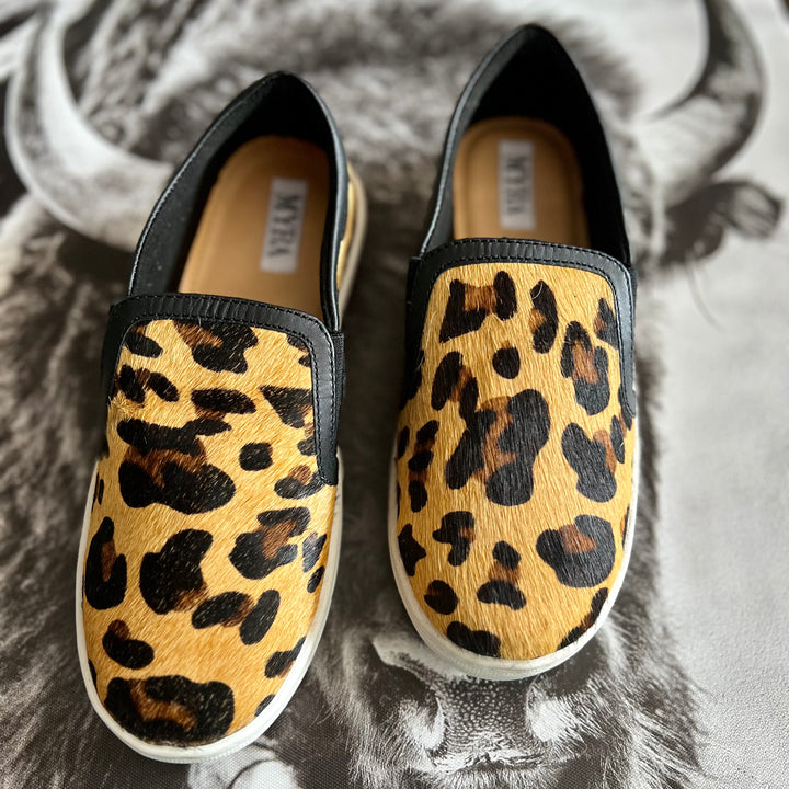 Leather Leopard Hair On Hide Slip On Sneakers | gussieduponline