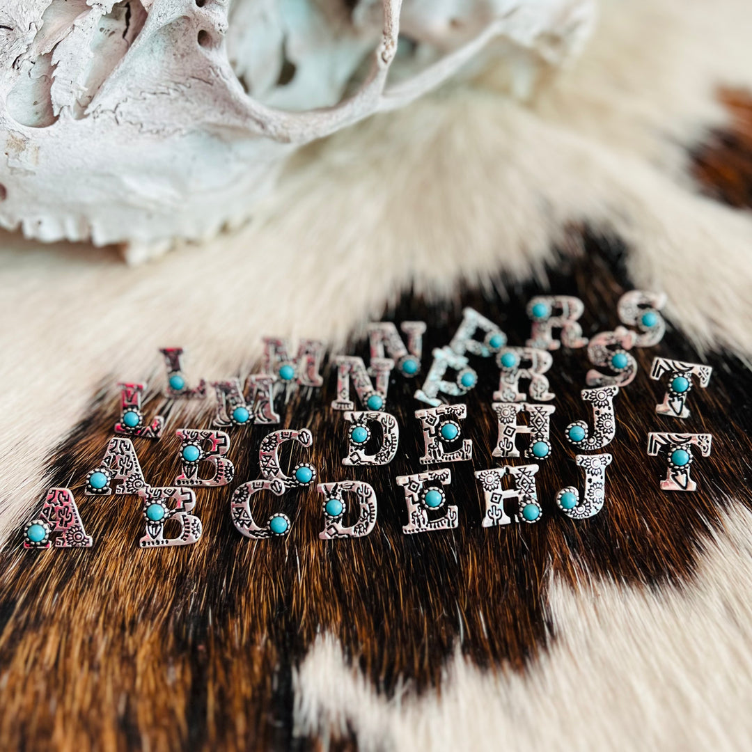 Western Letters Earrings | gussieduponline
