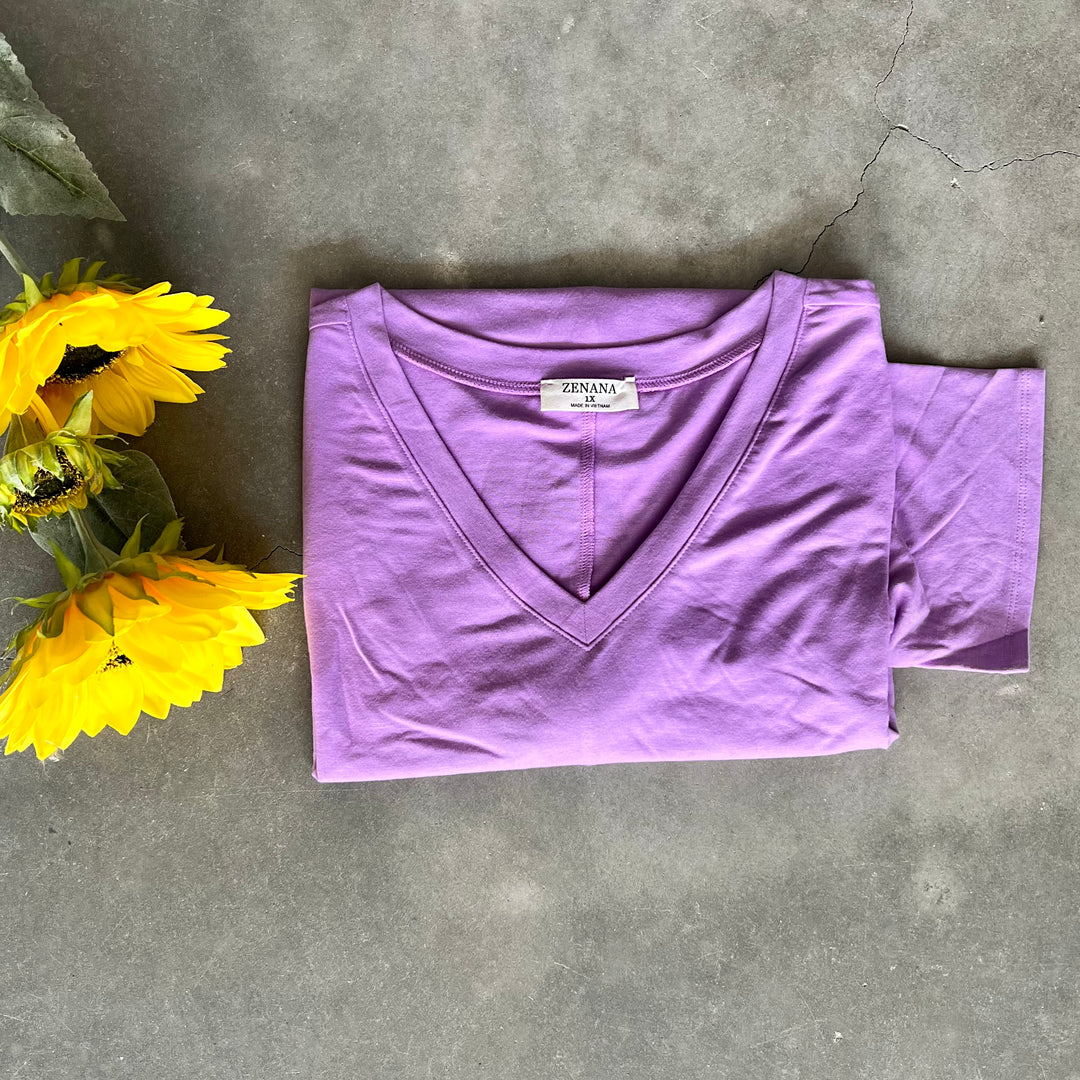 PLUS Basic Short Sleeve V-Neck Tee | gussieduponline