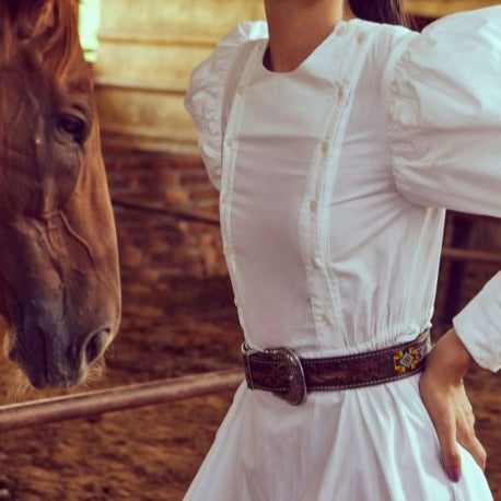 Rain Dance Beaded Leather Belt | gussieduponline