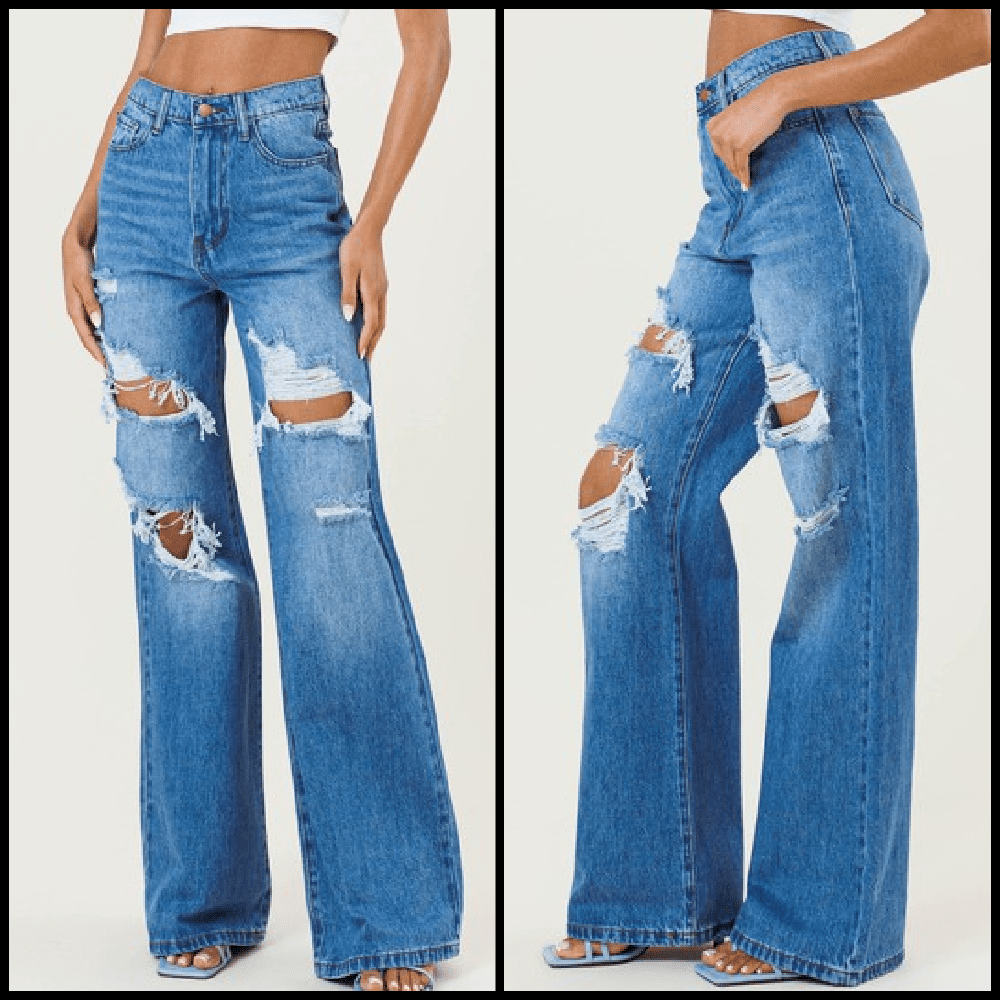 Too Fit To Quit Wide Leg Jeans | gussieduponline